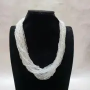 Giorgio Armani Vintage Glass Seed Bead Multi Strand Iridescent 22" Necklace