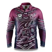 NRL Manly Sea Eagles 'Jumping Barra' Men's Outdoor / Fishing Shirt - Size M-5XL