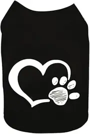 Comfortable Dog Vest with Heart Footprint Pattern Black Pet Costume for Spring Summer for Outdoor Activities Durable Easy to Wear