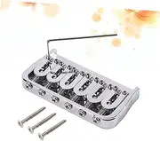 LOLIPPYY 6 Strings Strings Fixed Saddle Bridge Plate for Electric Guitar Hardtail Bridge with Screws Wrench Durable Replacement Guitar Parts Silver
