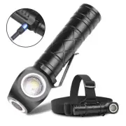 2500 Lumens Magnetic USB Rechargeable LED Flashlight Headlamp Head Light W/ Band
