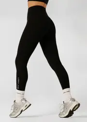 [Lorna Jane] Lotus Phone Pocket Ankle Biter Leggings in Black, Size - XL XL Recycled Black