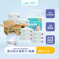 在飛比找PChome24h購物優惠-Hoppi嬰兒純水濕紙巾【加蓋款】80抽24包 敏感肌適用 