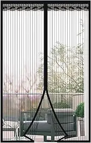 Fly Screen Magnetic Door, 80 x 200 cm, Fly Curtain Magnetic Balcony Door, No Drilling, Insect Protection Curtain, Mosquito Net Door, Fly Doors for Living Room, Patio Door, Black
