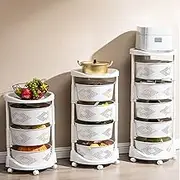 Multi-Tier Rotating Storage Basket, Circular Mobile Storage Rack Multifunctional Breathable Fruits and Vegetables Mobile Shelving for Kitchen Bathroom Bedroom (Color : B)