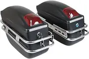 Cycle Hard Dlebags Universal Side Storage Box Rear Trunk with Light & Lock, 1 Pair Black
