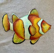 Clown Happy Fish Recycled Metal Wall Art Tropical Beach House Decor