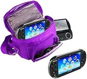 Orzly - Game & Console Travel Bag for Sony PSP Consoles (GO/VITA/1000/2000/3000) Has Special Compartments for Games & Accessories. Bag Includes Shoulder Strap + Carry Handle + Belt Loop - Purple