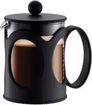 BODUM 10683-01 Kenya French Press Coffee Maker, Borosilicate 4 cup, Black