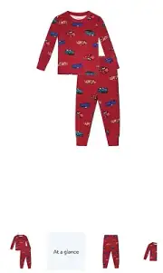 NEW Boys Petit Lem Long Sleeve 2 Piece Cotton Pajama Set Red Race Cars Size 14