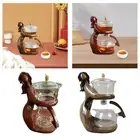 Tea Infuser Pot, Kungfu Glass Tea Set, Lazy Drip Heat Resistant Teapot, Magnetic