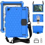 Catzon Hive iPad Case For iPad 5/6/Pro 9.7/iPad9.7 Durable Stand Cover With Shoulder Strap-BlueBlack