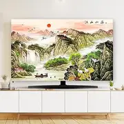Waterproof Thickening Chinese Landscape of Waterfall Fairyland TV Cloth/Computer Cover Desktop/Wall Hanging/Curved Screen/Cover Living Room/Home Decoration Environmenta(Size:55IN(130x80cm),Color:B)