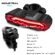 LED USB Rechargeable Bike Tail Light Set Remote Turn Signals Brake Bicycle Alarm