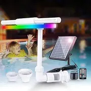 Solar RGB Pool Fountain for Above Ground & Inground Pools – Dual Spray Waterfall & 360° Adjustable Pool Sprinkler Fountain with 22 Color Modes, 4H/6H Timer – Perfect for Backyard Fun & Spa Relaxation