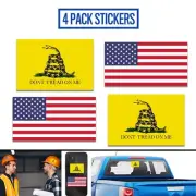 4 PACK Don't Tread On Me Gadsden American USA US Flag Sticker Decal