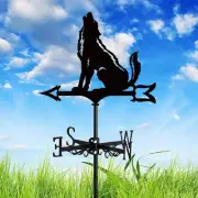 Metal Howling Wolf Figurine Wind Vane Weathervane Height 68cm Multifunctional