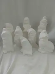 Princess White with 7 Dwarf Gnomes Ceramic Bisque, ready to paint