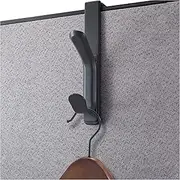 Officemate Double Coat Hooks for Cubicle Panels, Adjustable 1.25-3.5 Inch, Charcoal (22005)