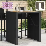 Garden Table with Acacia Wood Top Dining Coffee Table Black Poly Rattan vidaXL