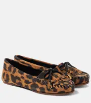 [Paris Texas] Paris Texas Indie leopard-print suede loafers AU 7 brown