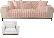 Couch Cushion Covers | Faux Rabbit Plush Sofa Slipcover | Living Room Throws Blankets Rug, Non-Slip Furniture Protector for Pets,