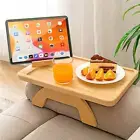 Couch Arm Tray,Bamboo Sofa Tray Table Clip on Side Table for Wide Couch,Foldable