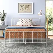 [Zinus] Queen Bed Frame White Metal Base Mattress Support Bedroom Furniture | Florence Bed