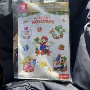 Mario Kart Happy Holiday Stickers - Nintendo Switch promo Rare HTF Decals NEW
