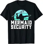 [X.Style] Mermaid Security Vintage Water Polo Shirts Men Swim Gift ds1052 T-Shirt Black