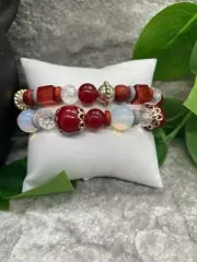 2 PC Handmade Bohemian Beaded Stackable 7” Plus Stretch Bracelet Set New B1677
