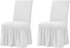 SUBRTEX Dining Room Chair Slipcovers, Set of 2, White