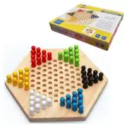 Chinese Checkers Game Set, Wooden Chinese Checkers Board Game Set with 6