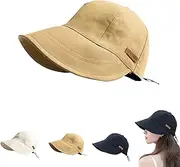 [JESSAH] UV Protection Hat Without Makeup,Sun Hat Womens Uv Protection Wide Brim, Foldable Cooling Hat, Sun Visor Hat for Women (Khaki)