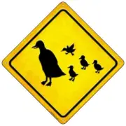 Duck and Ducklings Novelty Mini Metal Road Notice 8" Cross Xing Crossing Sign