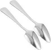 Alipis 2sets Grapefruit Dessert Spoons Set Stainless Steel Serrated Fruit Serving Utensils 2pcs*2