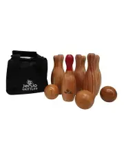 [Jenjo] Outdoor Wooden Skittles Bowling Lawn Game Set