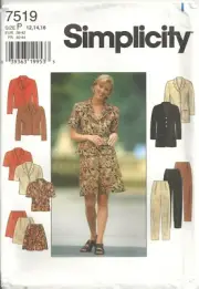 SIMPLICITY 7519 MISSES' SIZE 12-16 JACKETS, PANTS, SHORTS SEWING PATTERN VINTAGE