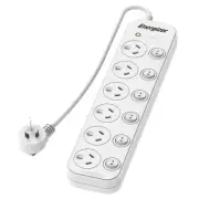 Energizer 6 Outlet Power Surge Protector with Switches, White. ET-6OSPSSW