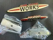 2Pcs METAL JOHN COOPER WORKS 135mm 90mm Badge Emblem JCW Grille Car Mini Cooper