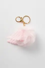 Pink Pom Pom With Wings Keyring - Size ONE, Women's Gift