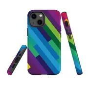 For Apple iPhone 13 mini Case, Armour Back Cover, Lined Rainbow