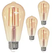 Diodesy 4PK LED ST18 Nostalgic Filament Light Bulb E26, 7W 60W 2100K 650LM CRI80