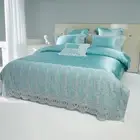 4pcs/lot Bedding Set Lace Heavy Silk Cotton Duvet Cover Flat Sheet 2 Pillowcases