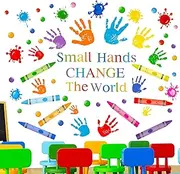 Colorful Inspirational Quotes Wall Decals Watercolor Paint Splatter Wall Decals Motivational Saying Wall Stickers Handprint Crayon Wall Stickers for Kids Classroom Nursery Playroom Daycare Decor