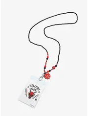 Stranger Things Hellfire Club Beaded Lanyard - New, With Cardholder & Charm