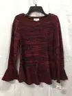 Style & Co. Women's Sweater Marl Ruffle Pullover Red PM