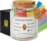 SPARAGUS Bible Verse Jar, Read Me When Bible Verses Jar for Emotions and Feelings, Christian Gifts for Women Men Mom, Bible Study Supplies, Birthday Gifts for Women Men