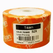100 Titan Logo 52X CD-R CDR Blank Disc Media 80Min 700MB