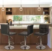 Adjustable Swivel Barstools PU Leather Modern Kitchen Counter Chairs Set of 2